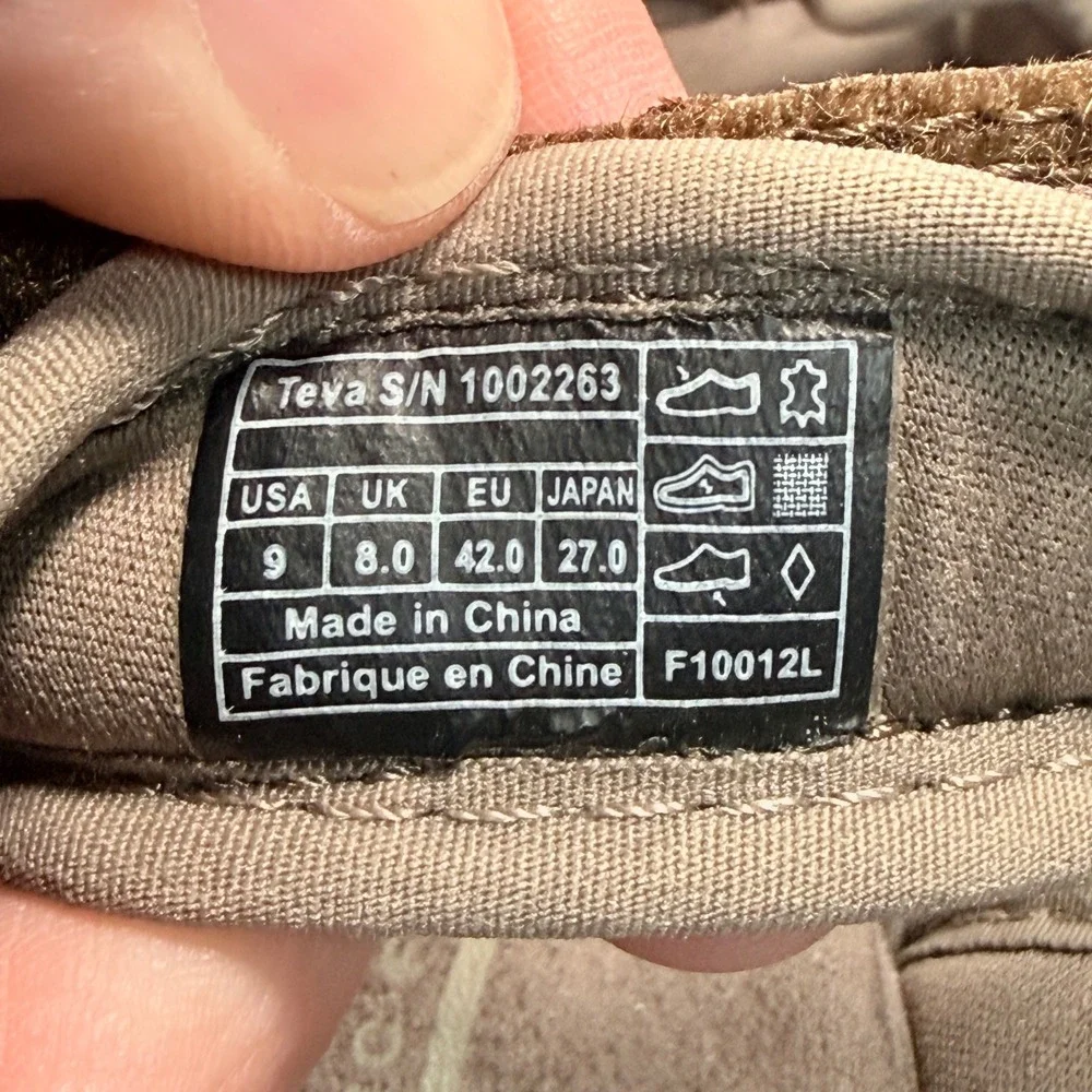 Teva Tanza Leather Sport Sandals Mens 9 Brown Hiking Trail Shoc Pad 1002263